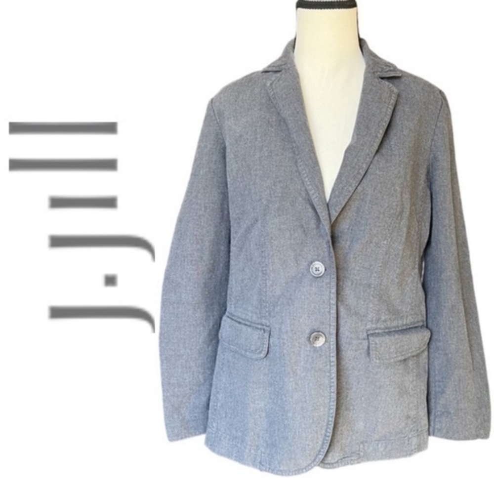 J. Jill Grey Cotton Blazer Jacket